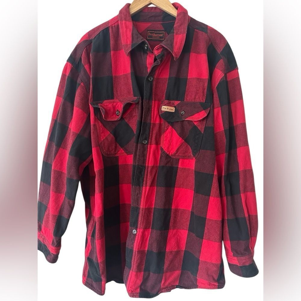 Vintage Five Brother Extra Heavyweight Flannel Shirt Men's Xxl USA Buffalo Plaid